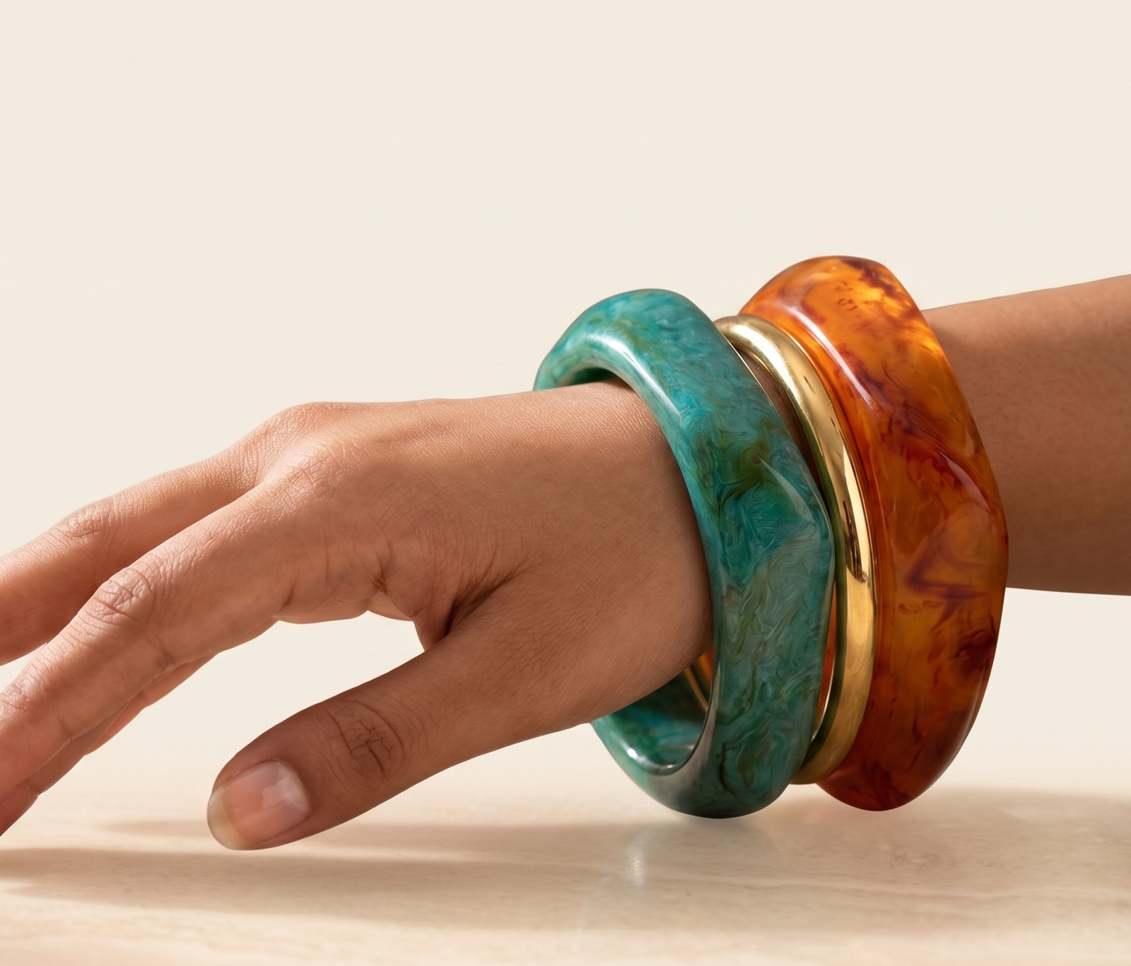 Electric Aura Radiant Resin Bangle Set